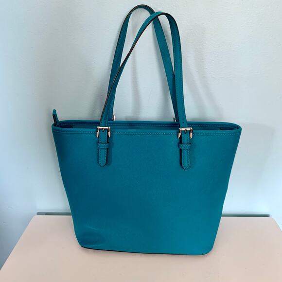 Michael Kors Jet Set Turquoise Convertible Tote Purse - Picture 3 of 10